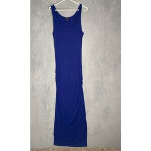 Victoria Secret womens blue sleeveless maxi dress ruched sides lounge stretch L